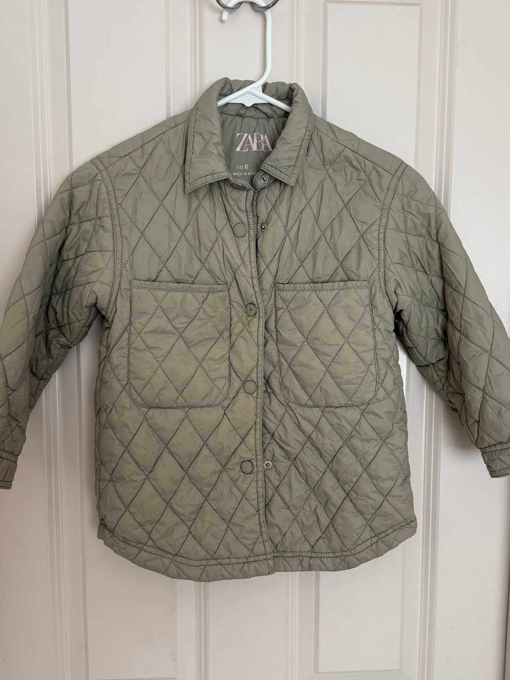 ZARA Kids Quilted Light Olive Jacket